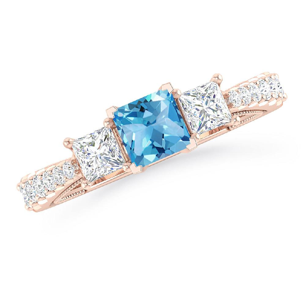 Rose Gold - Blue Topaz