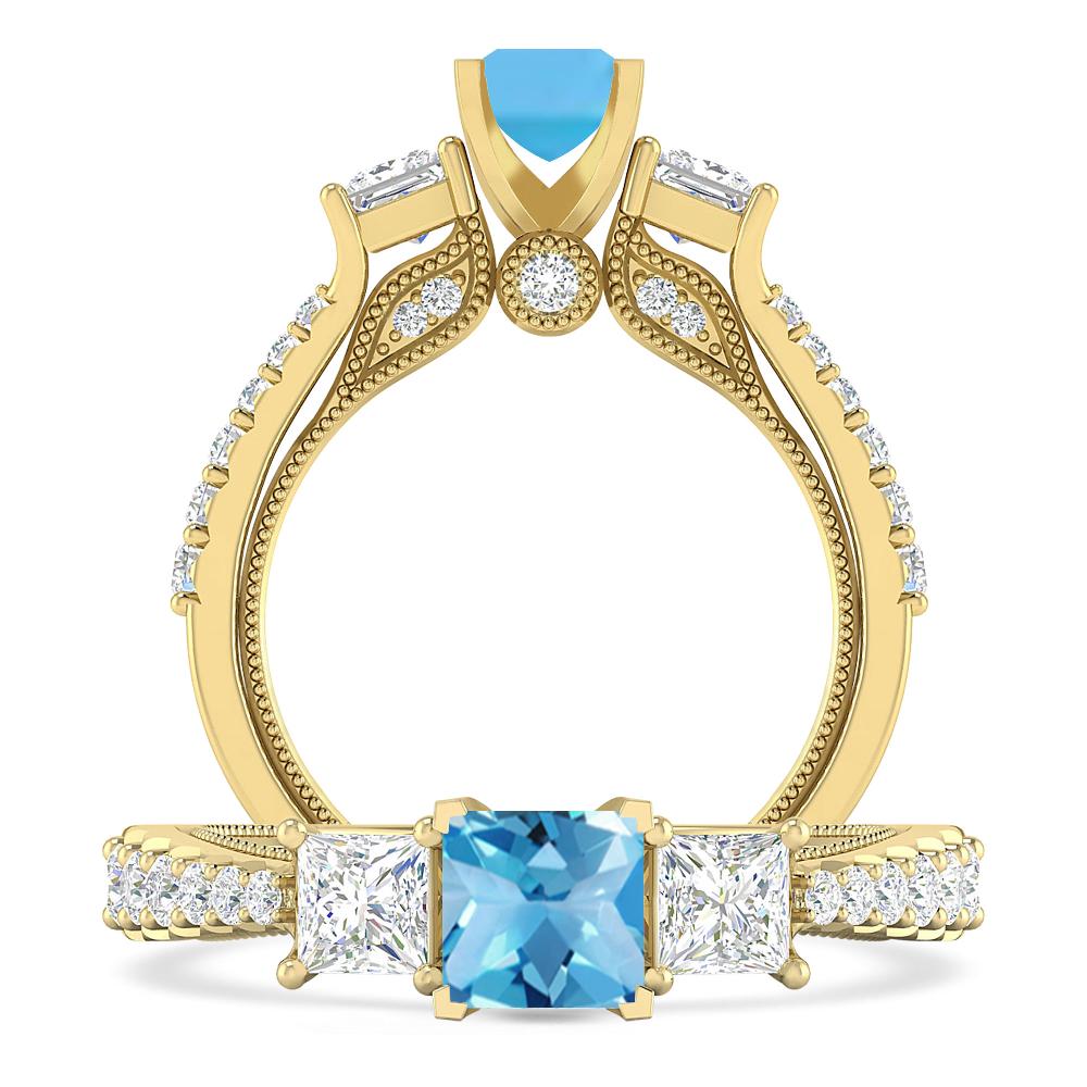 Yellow Gold - Blue Topaz