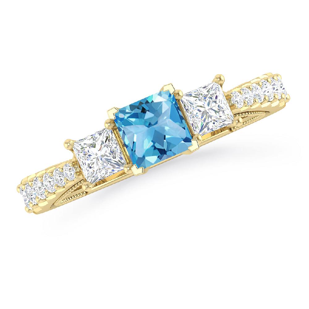 Yellow Gold - Blue Topaz