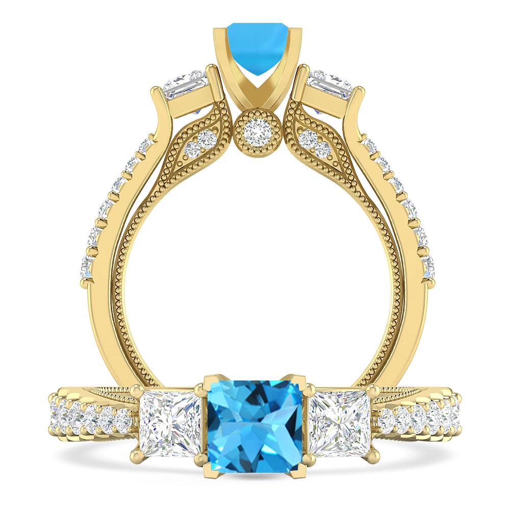 Yellow Gold - Blue Topaz