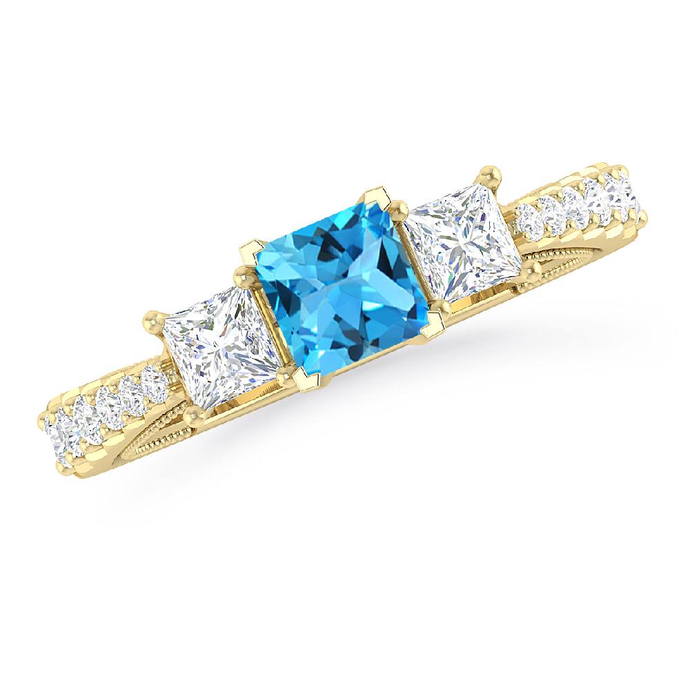 Yellow Gold - Blue Topaz