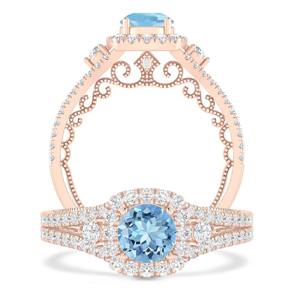 Rose Gold - Aquamarine