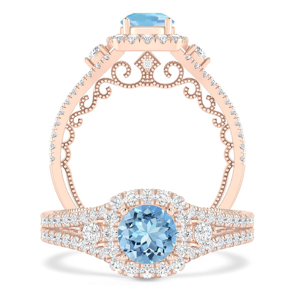 Rose Gold - Aquamarine