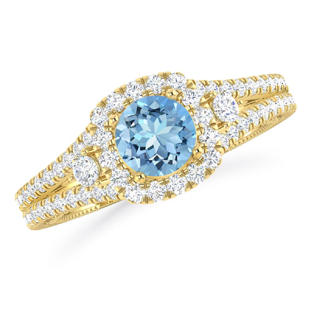 Yellow Gold - Aquamarine