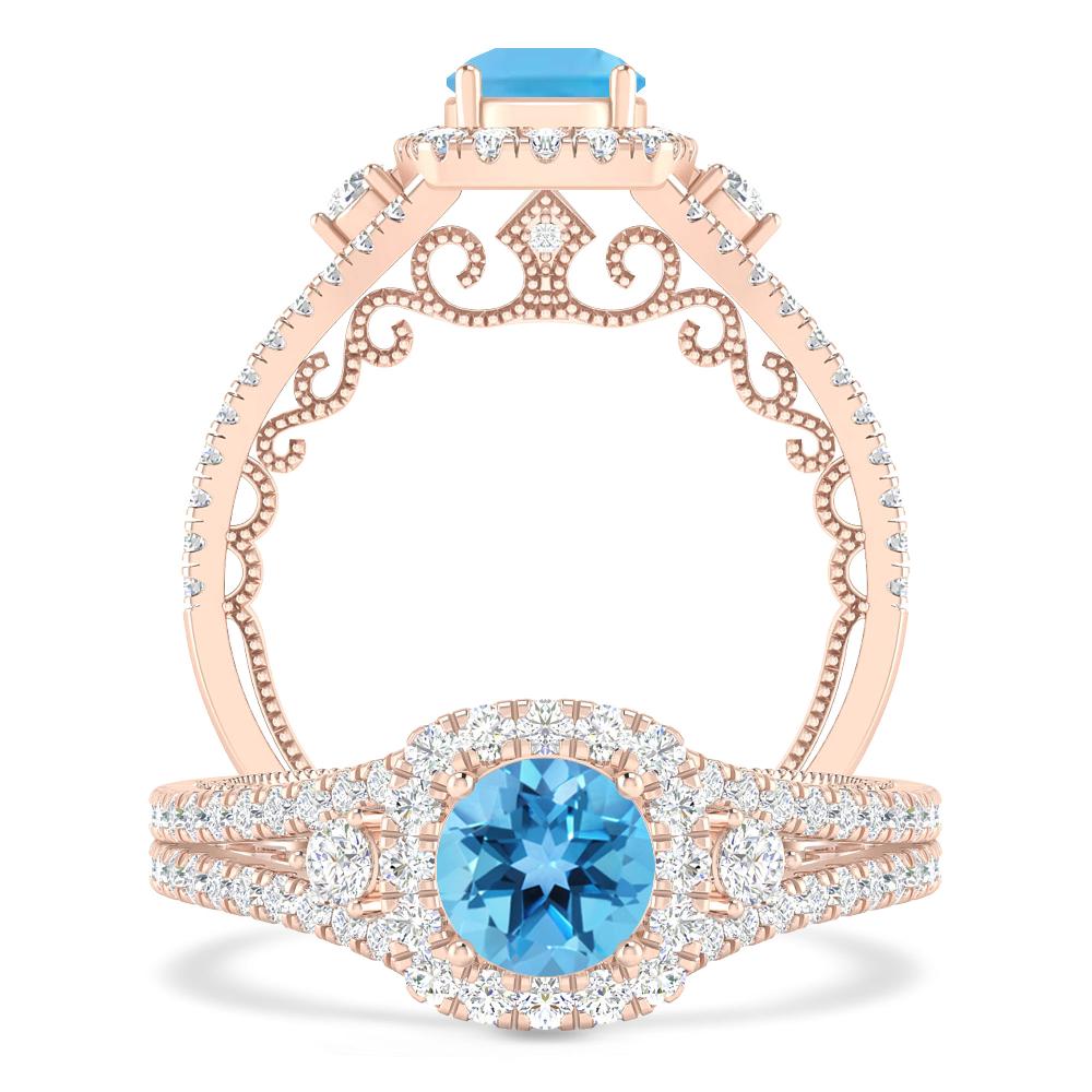 Rose Gold - Blue Topaz