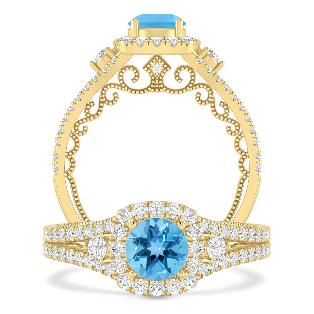 Yellow Gold - Blue Topaz