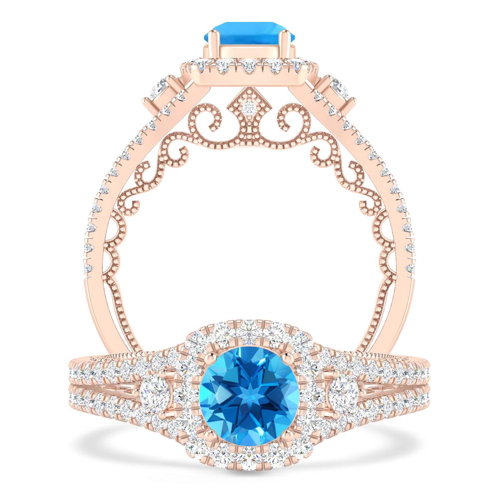 Rose Gold - Blue Topaz