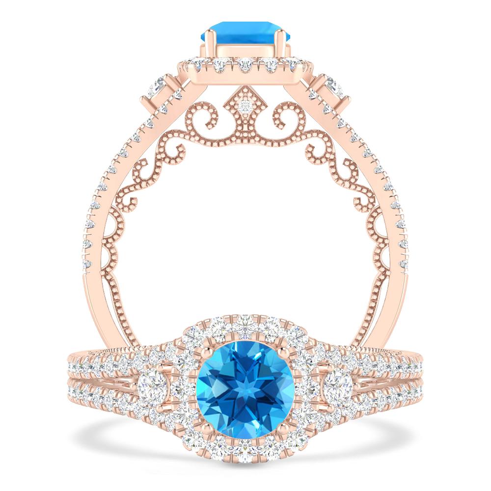 Rose Gold - Blue Topaz