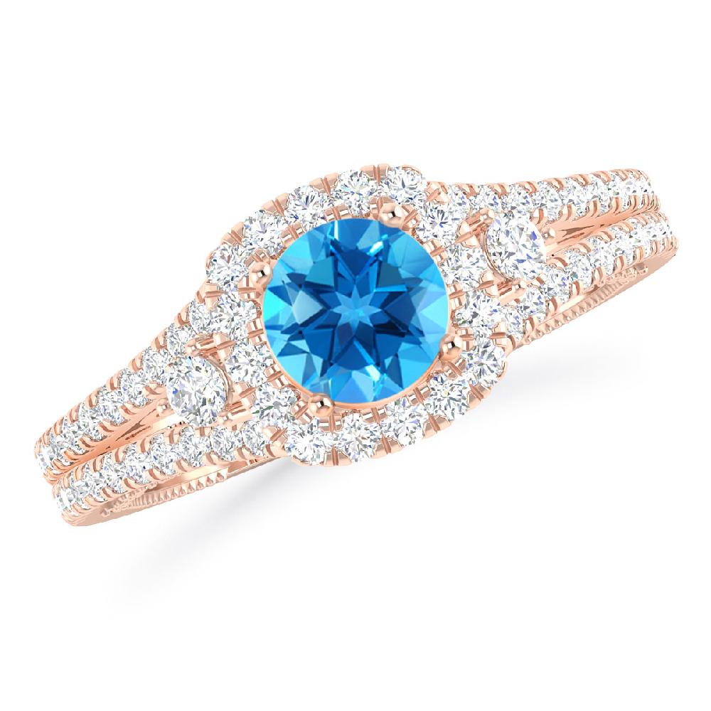 Rose Gold - Blue Topaz