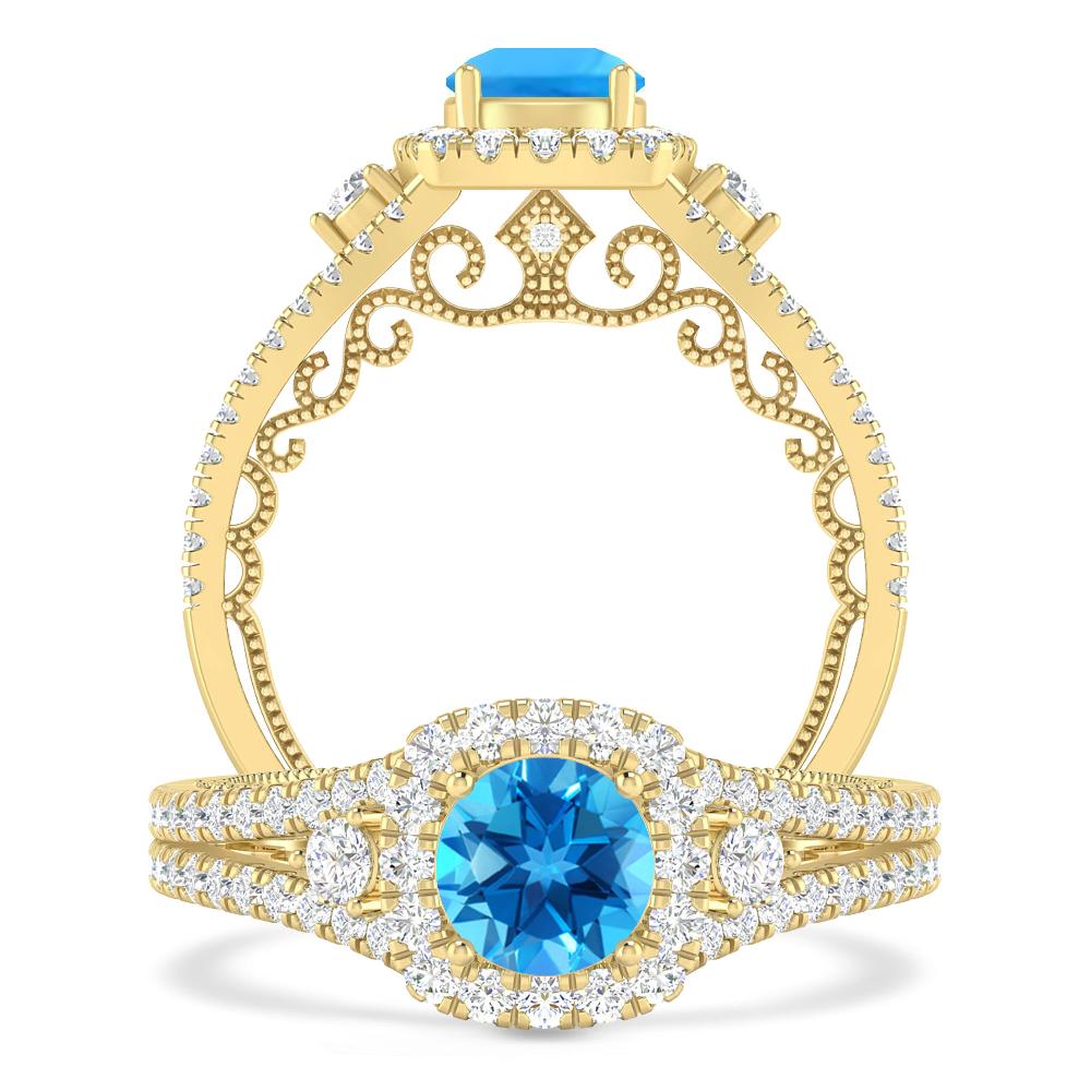 Yellow Gold - Blue Topaz