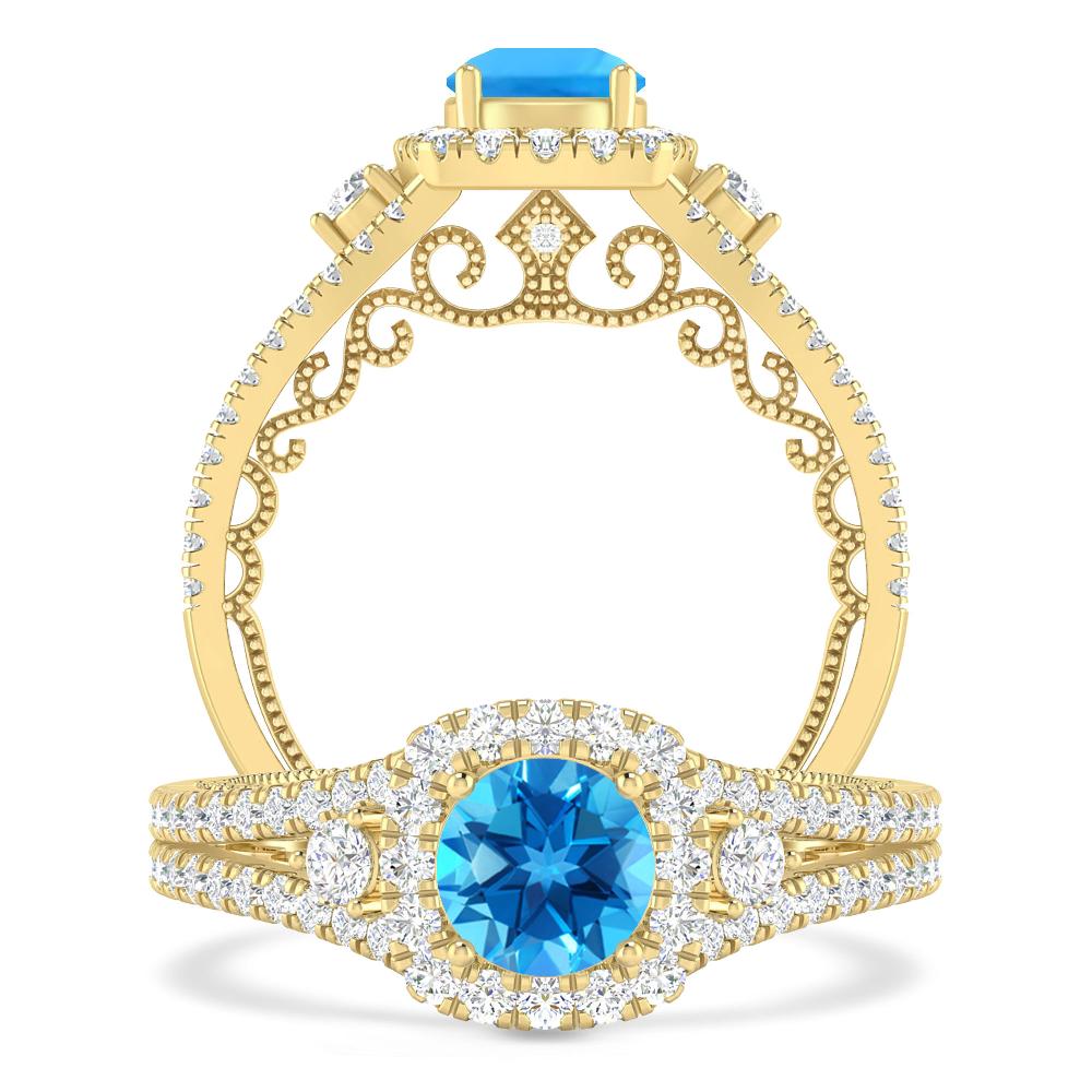 Yellow Gold - Blue Topaz