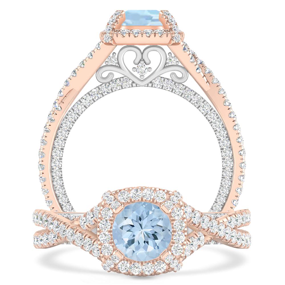 Rose Gold - Aquamarine