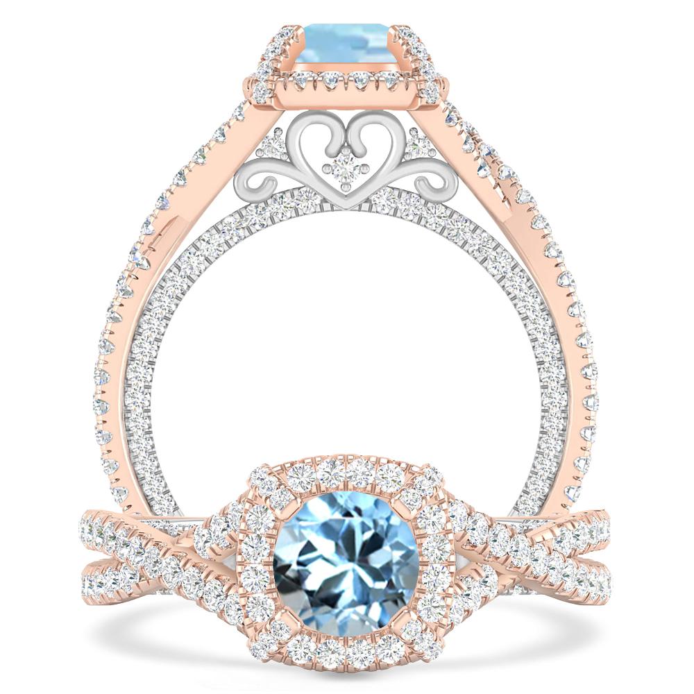 Rose Gold - Aquamarine