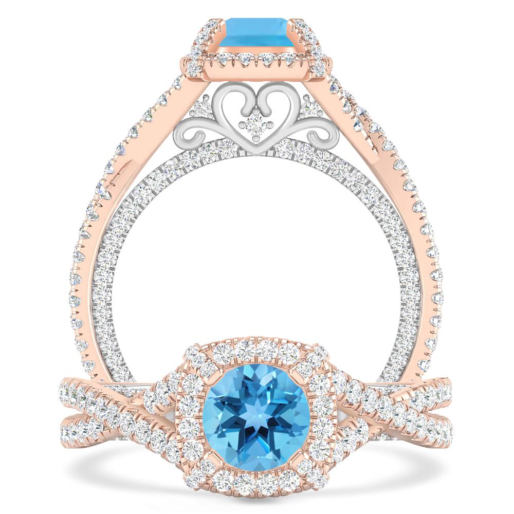 Rose Gold - Blue Topaz