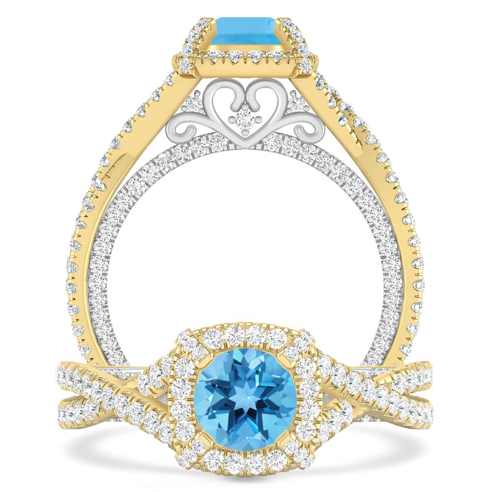 Yellow Gold - Blue Topaz