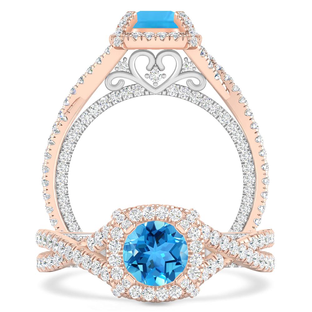 Rose Gold - Blue Topaz