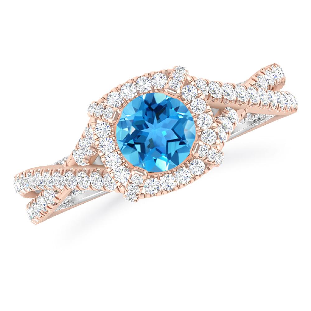 Rose Gold - Blue Topaz