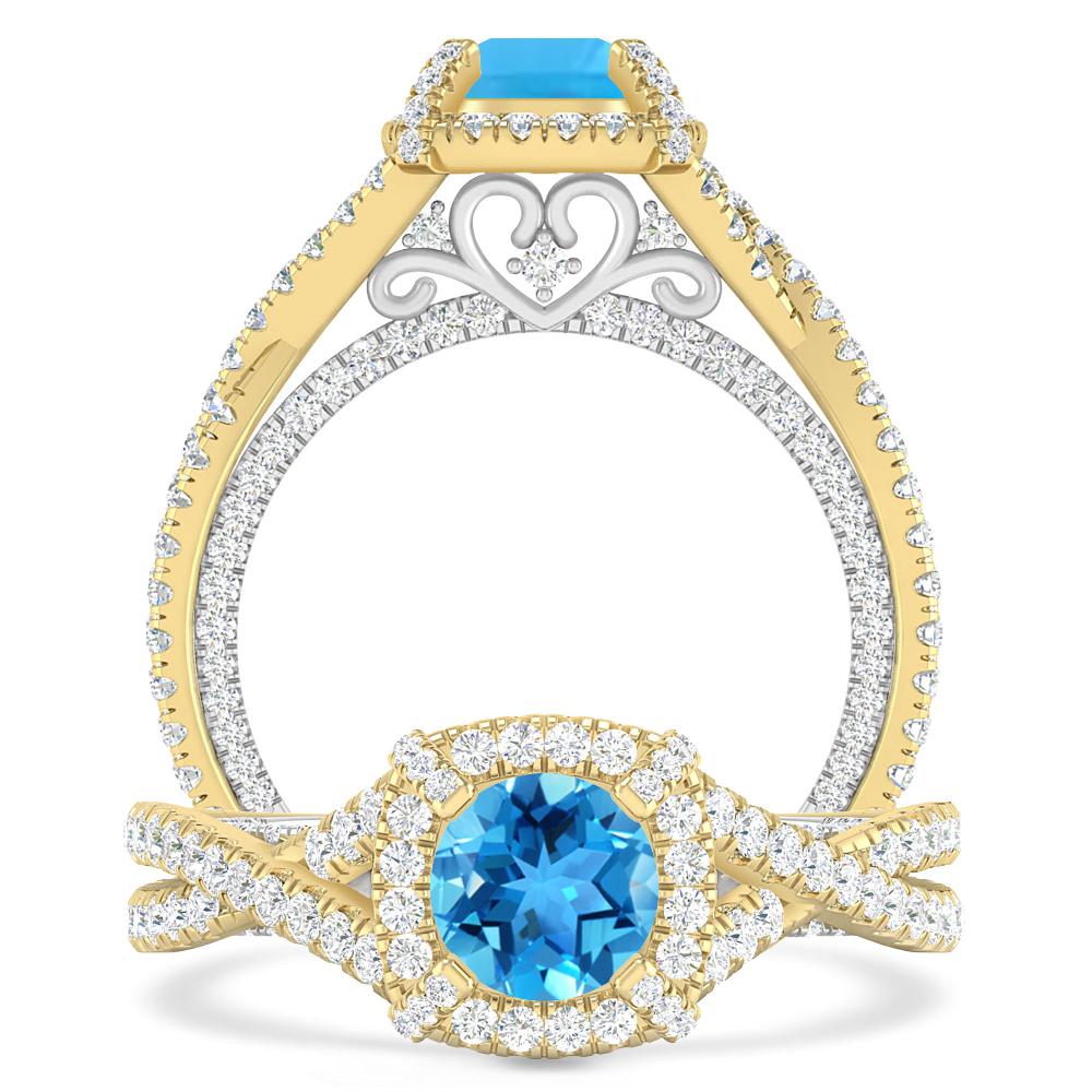 Yellow Gold - Blue Topaz
