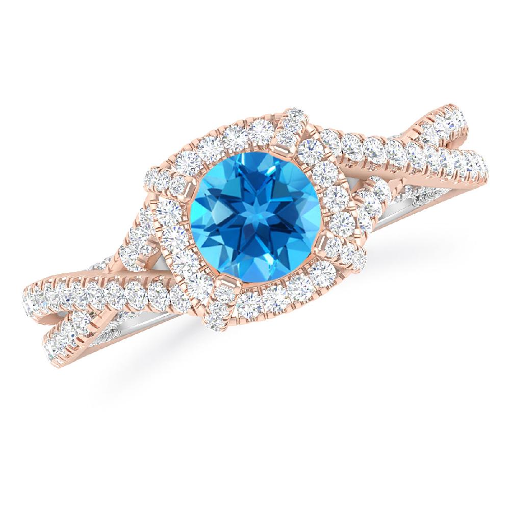 Rose Gold - Blue Topaz