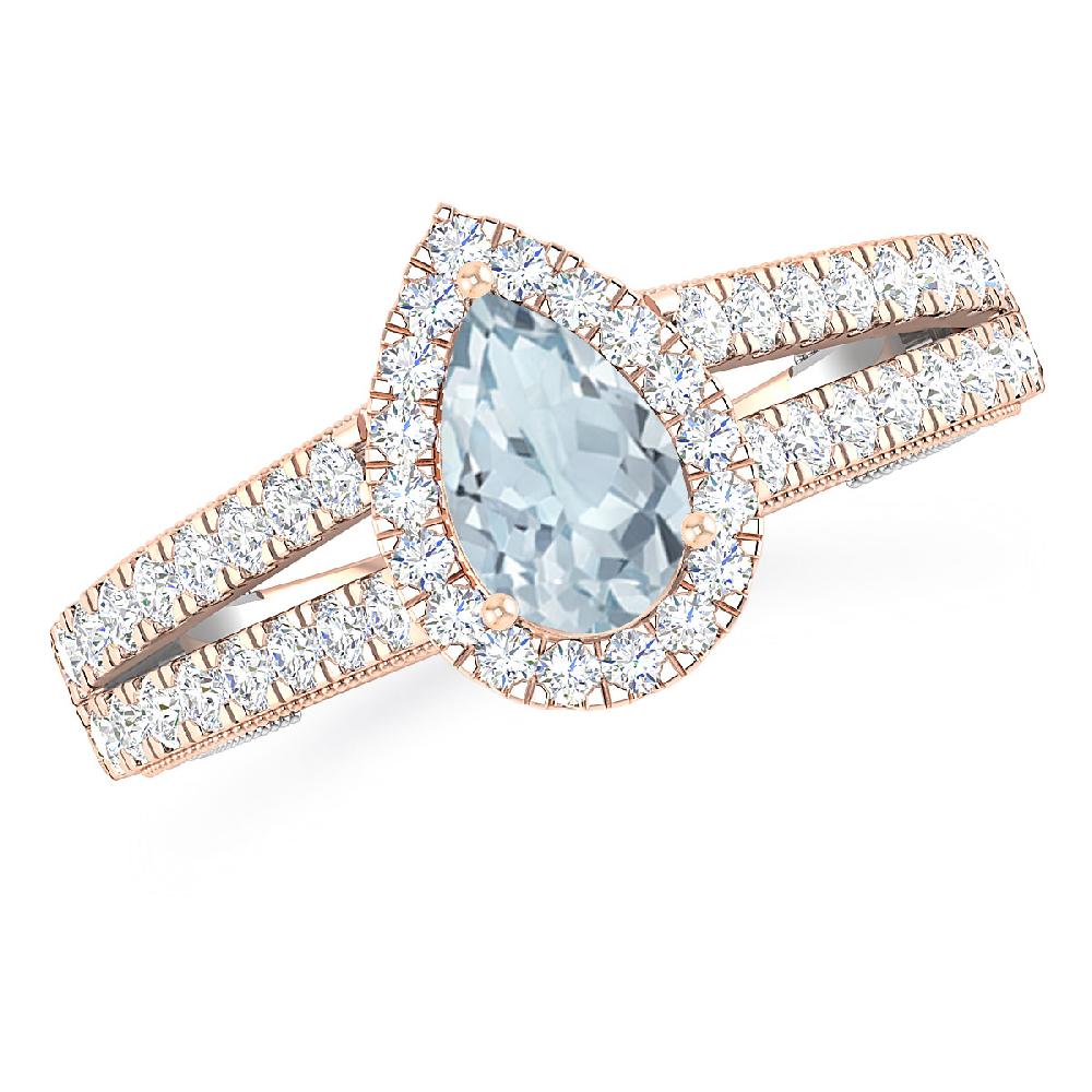 Rose Gold - Aquamarine