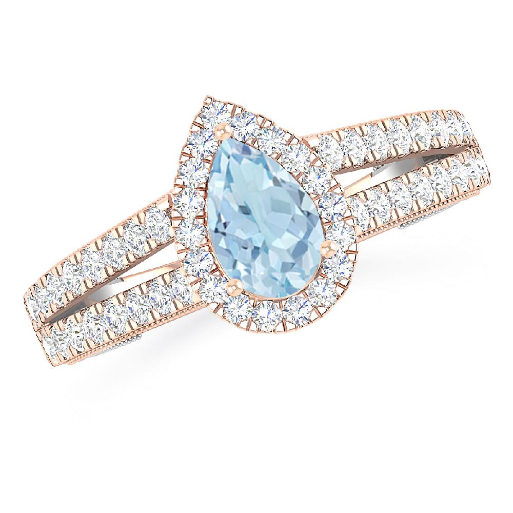 Rose Gold - Aquamarine