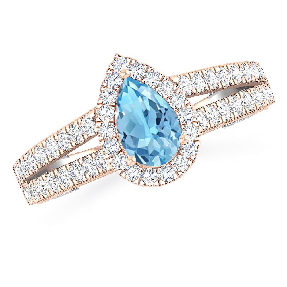 Rose Gold - Blue Topaz