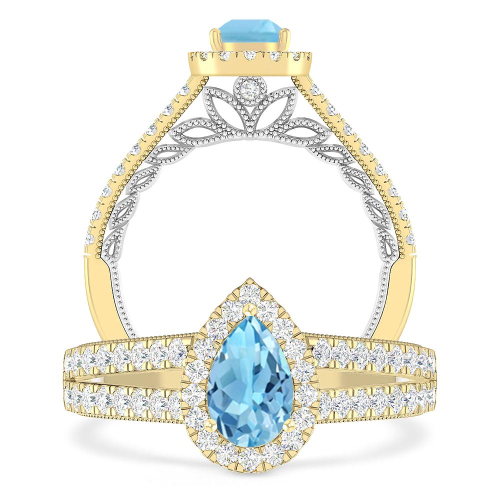 Yellow Gold - Blue Topaz