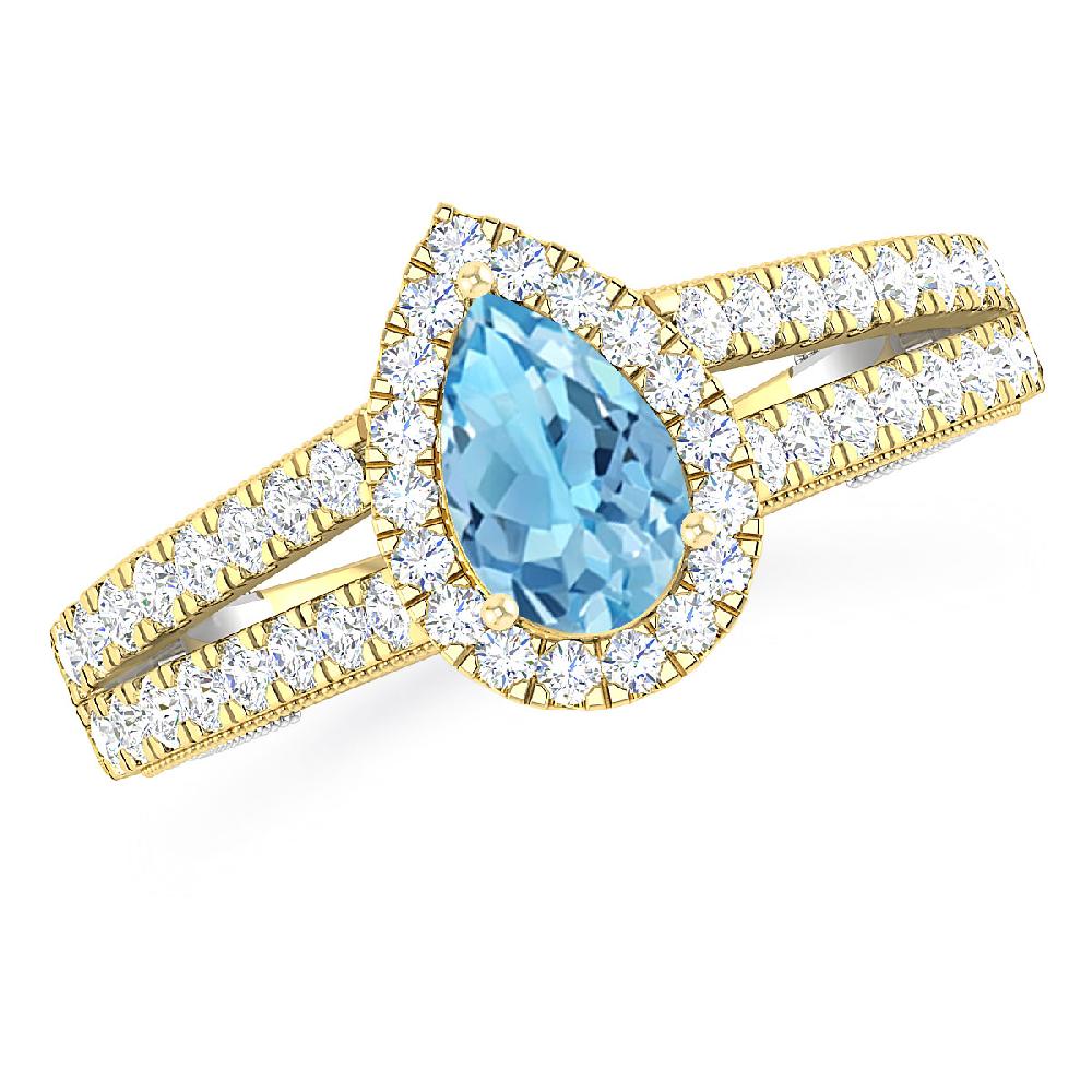 Yellow Gold - Blue Topaz