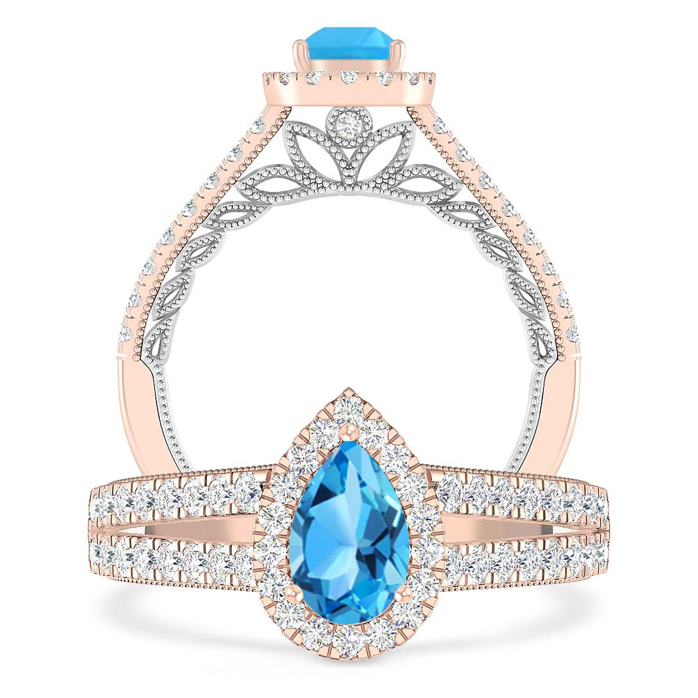 Rose Gold - Blue Topaz