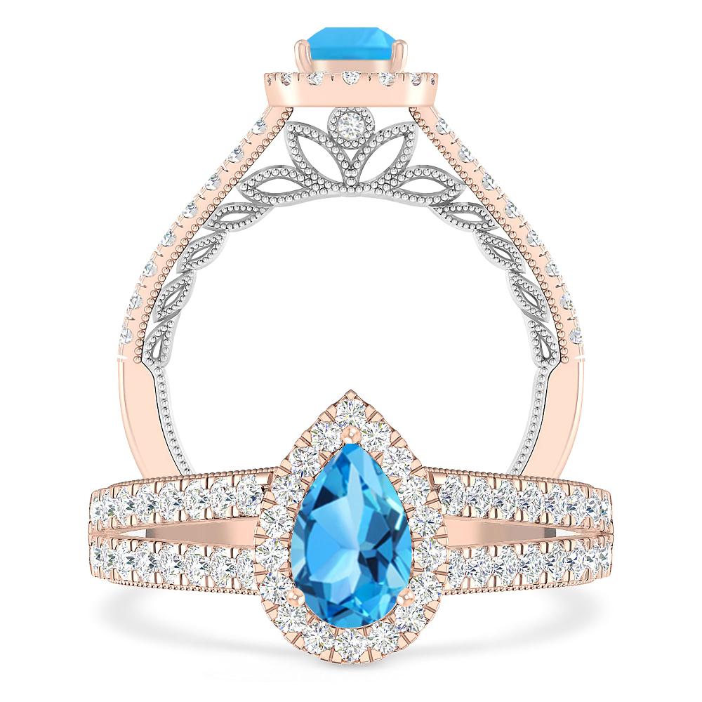Rose Gold - Blue Topaz