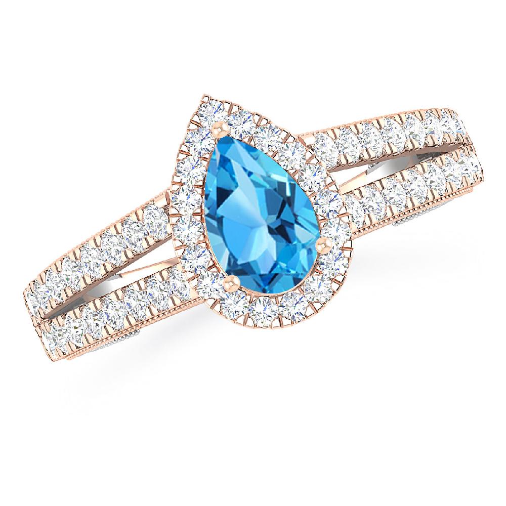 Rose Gold - Blue Topaz