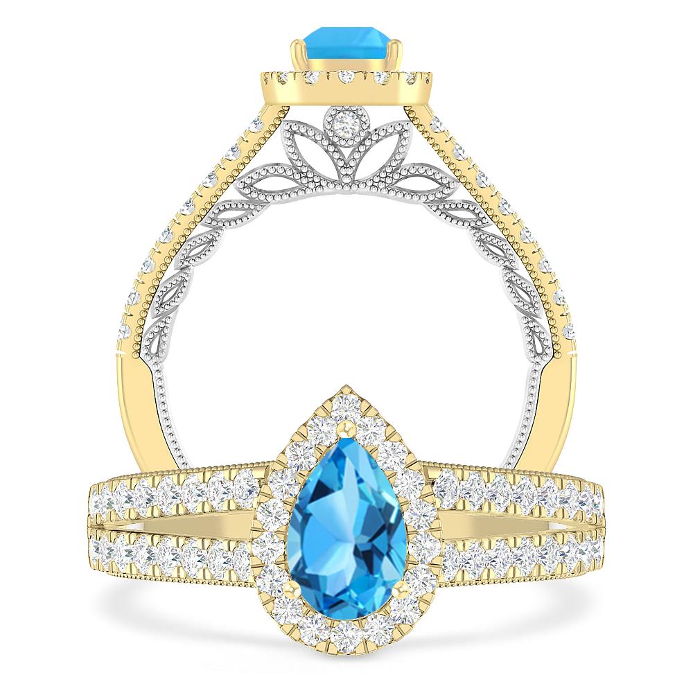 Yellow Gold - Blue Topaz