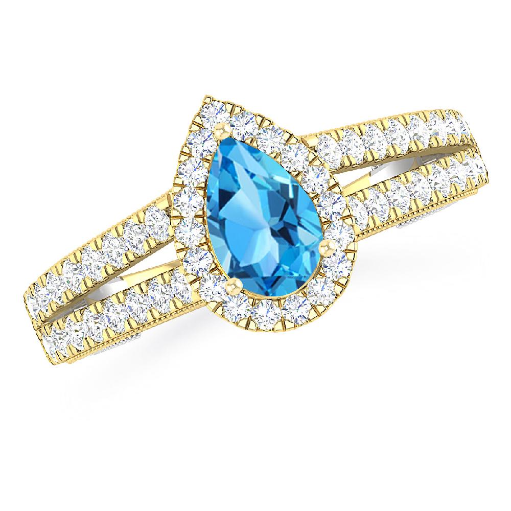 Yellow Gold - Blue Topaz