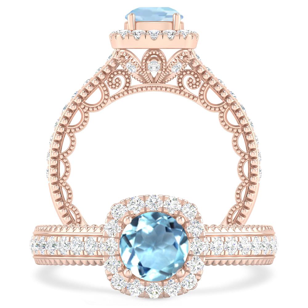 Rose Gold - Aquamarine