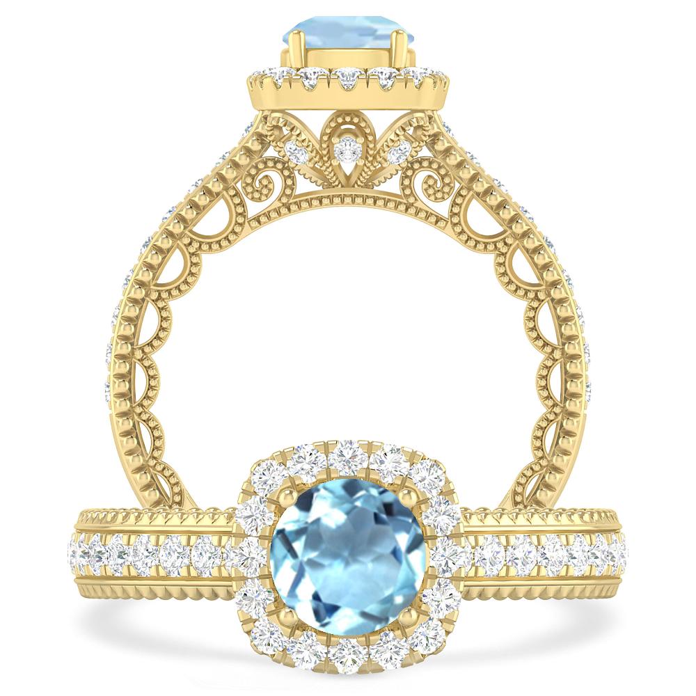 Yellow Gold - Aquamarine