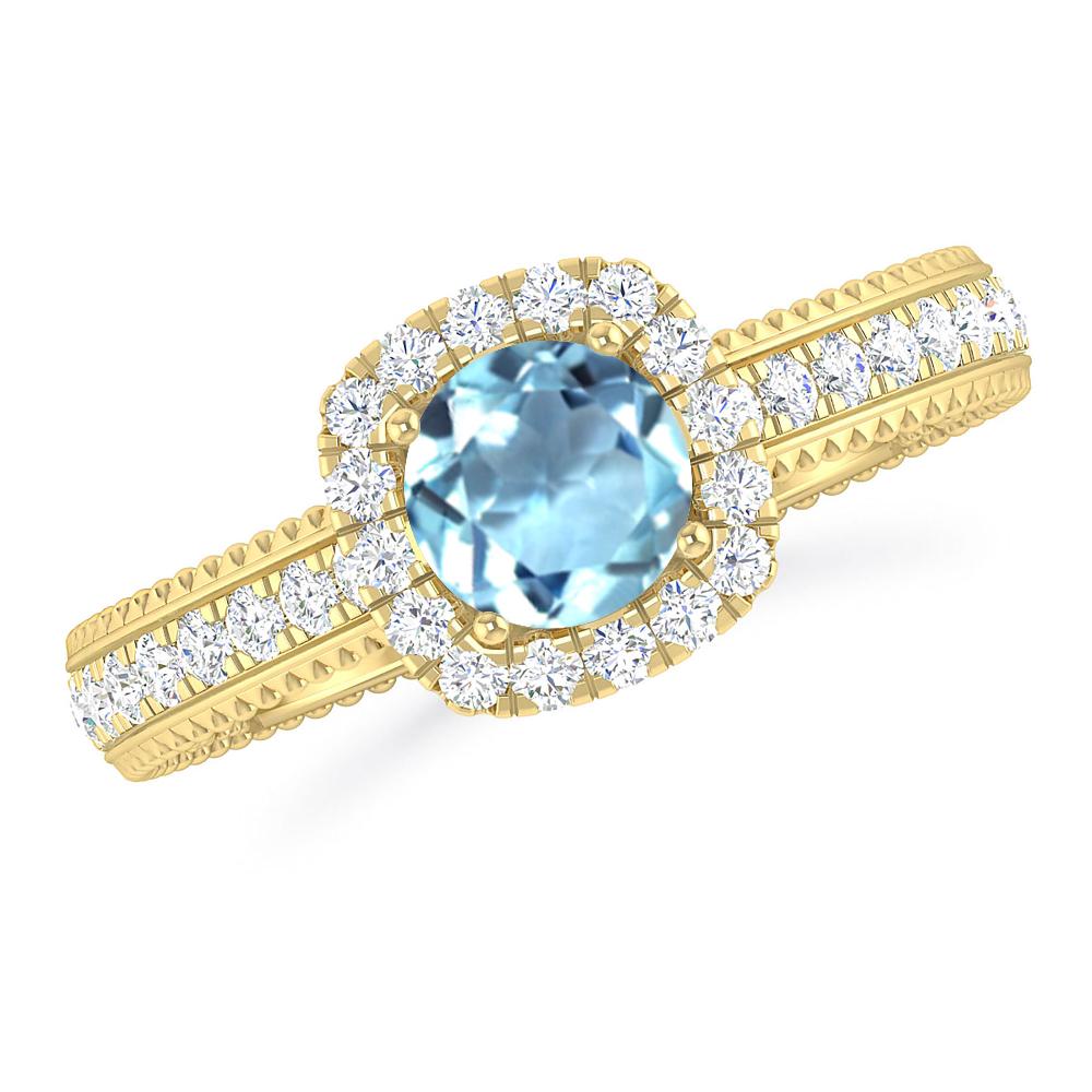 Yellow Gold - Aquamarine