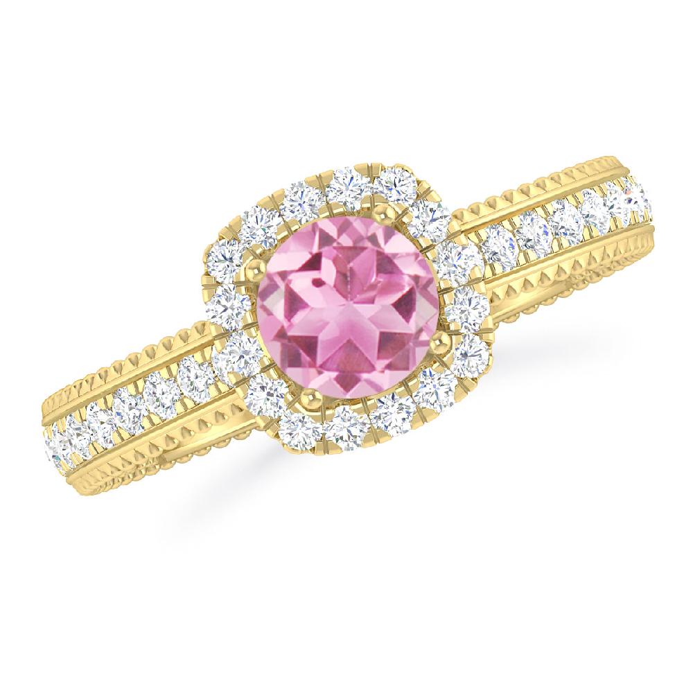 Yellow Gold - Pink Tourmaline