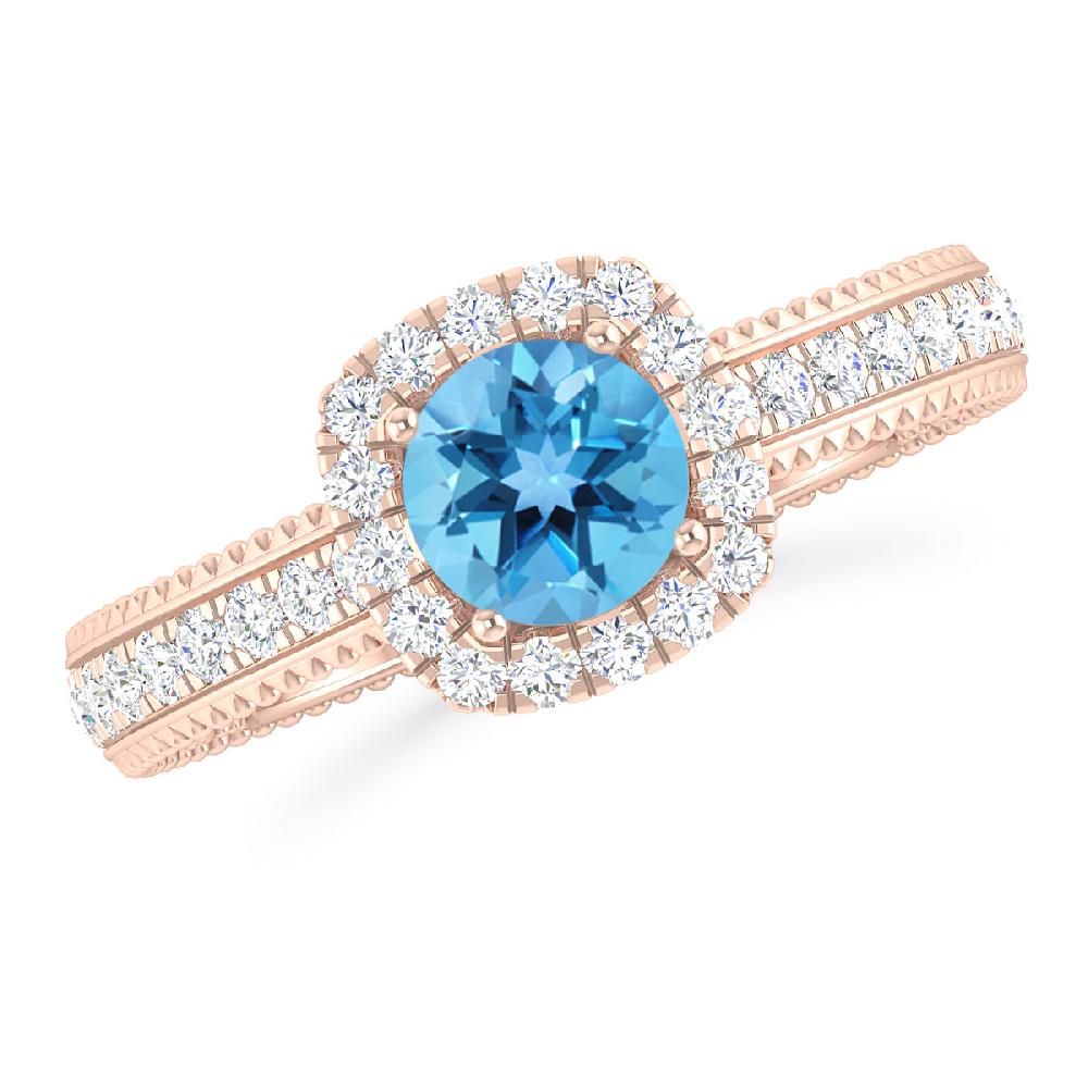 Rose Gold - Blue Topaz