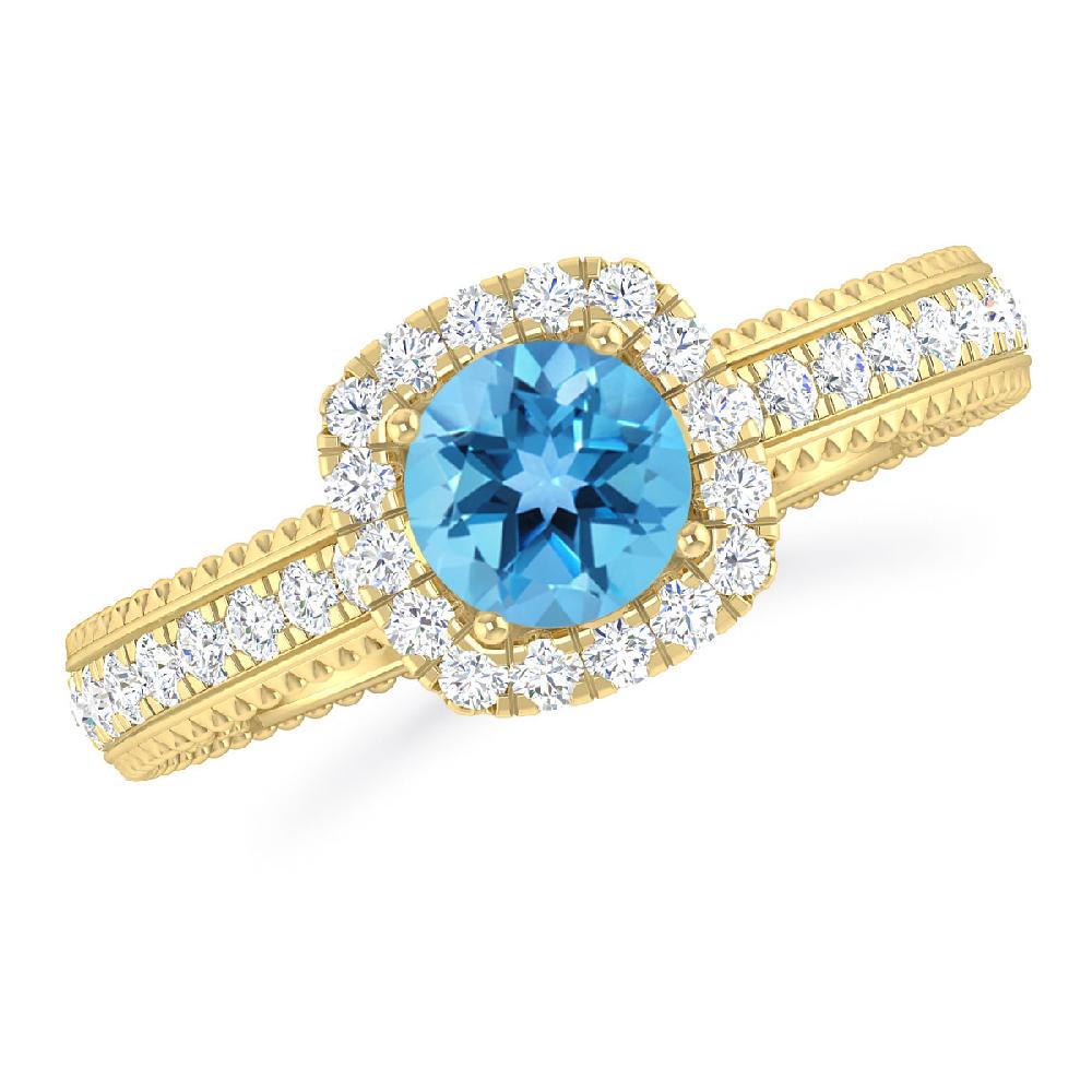 Yellow Gold - Blue Topaz