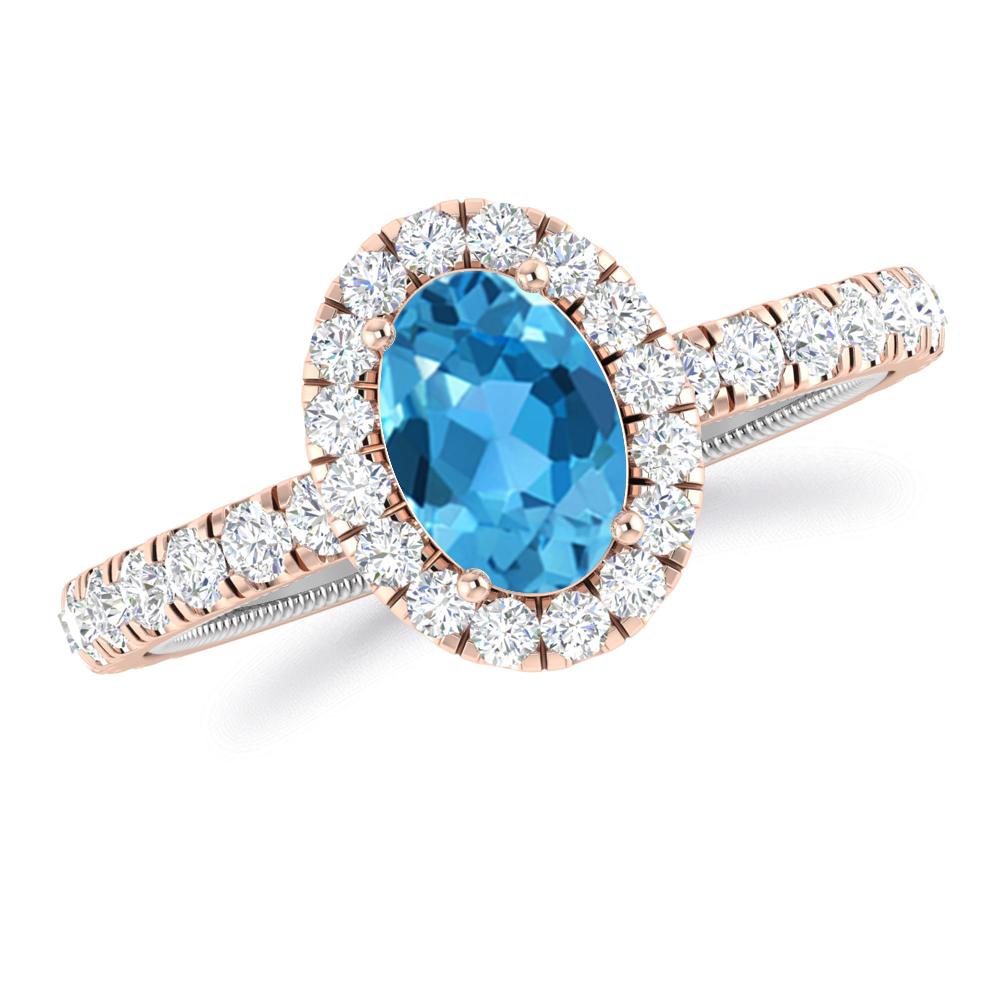 Rose Gold - Blue Topaz