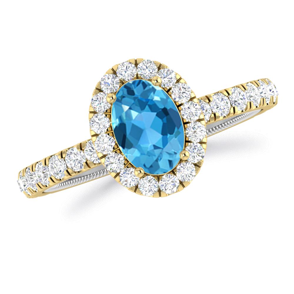 Yellow Gold - Blue Topaz