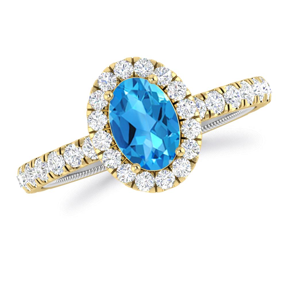 Yellow Gold - Blue Topaz