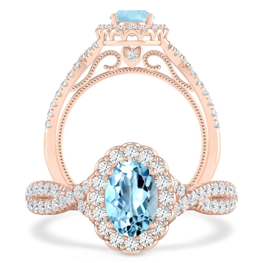 Rose Gold - Aquamarine