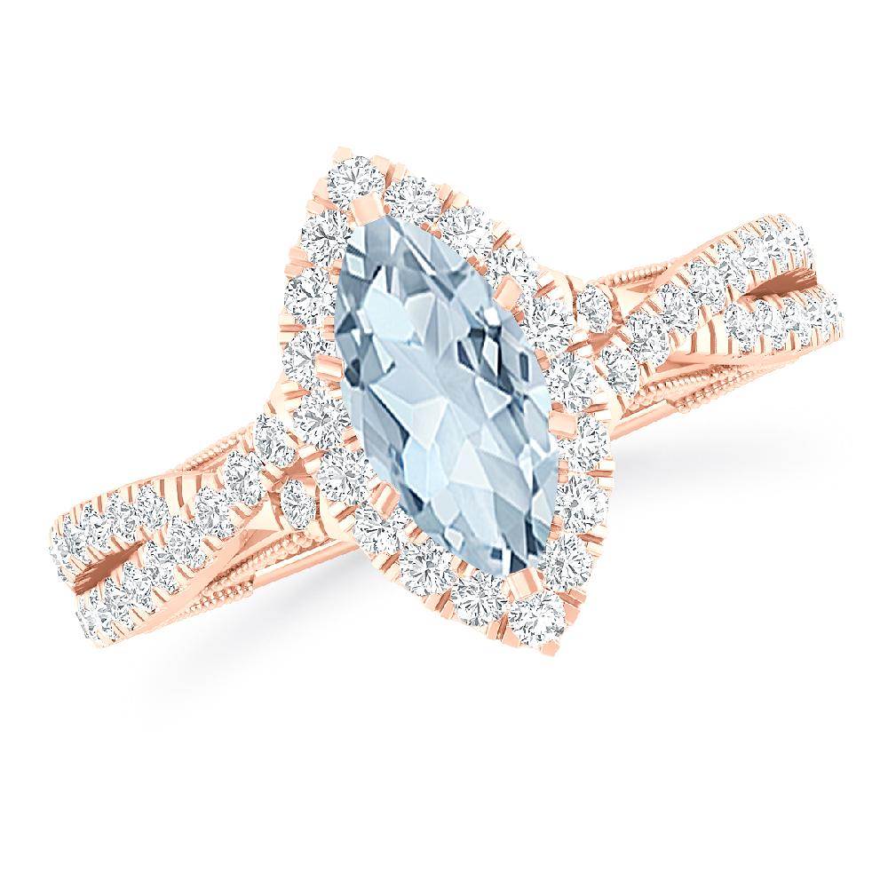 Rose Gold - Aquamarine