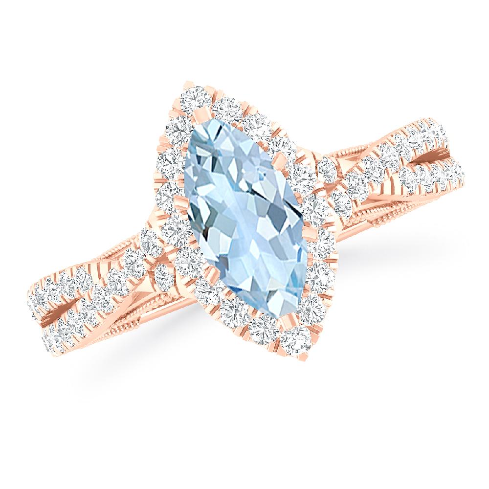 Rose Gold - Aquamarine