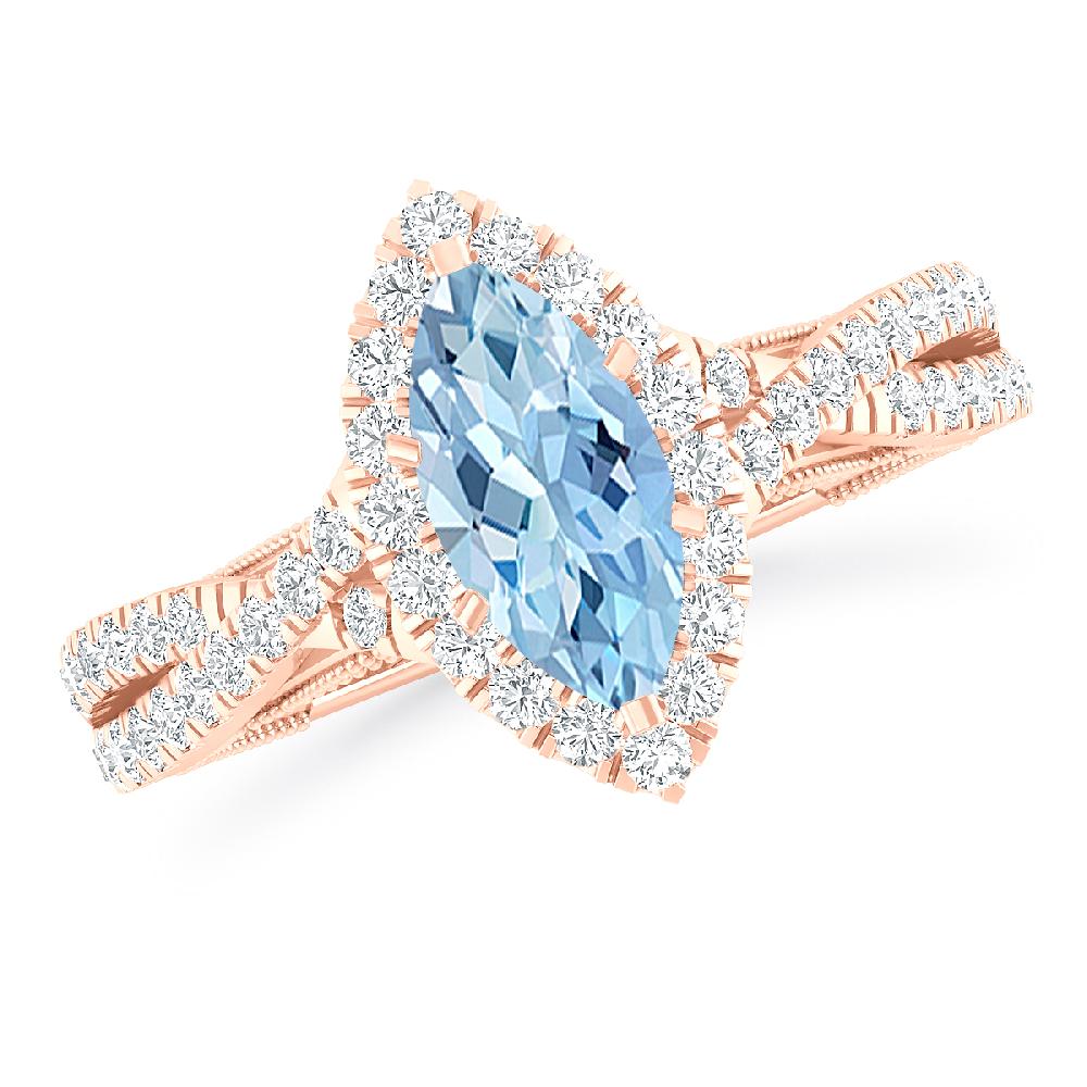 Rose Gold - Aquamarine