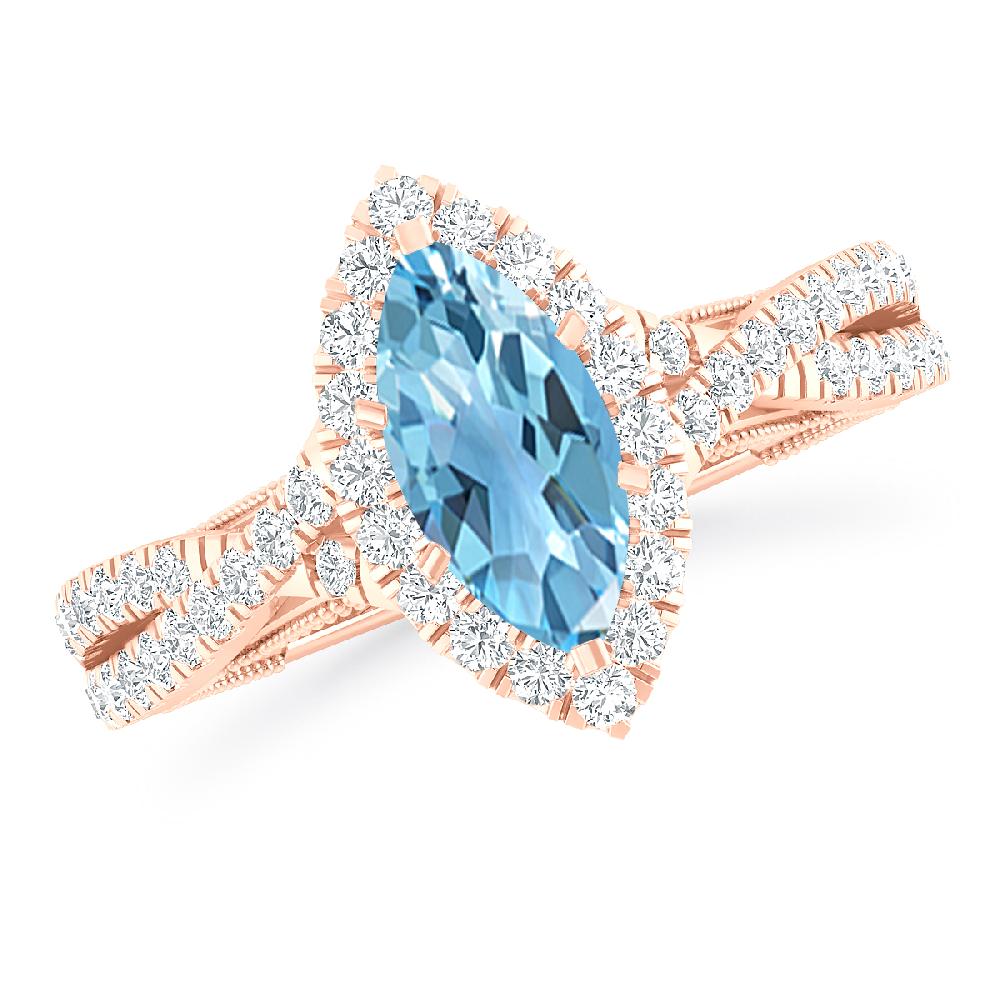 Rose Gold - Blue Topaz