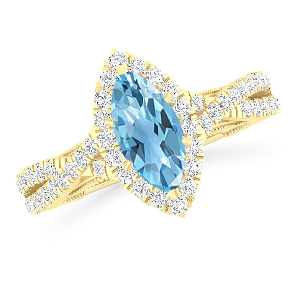 Yellow Gold - Blue Topaz