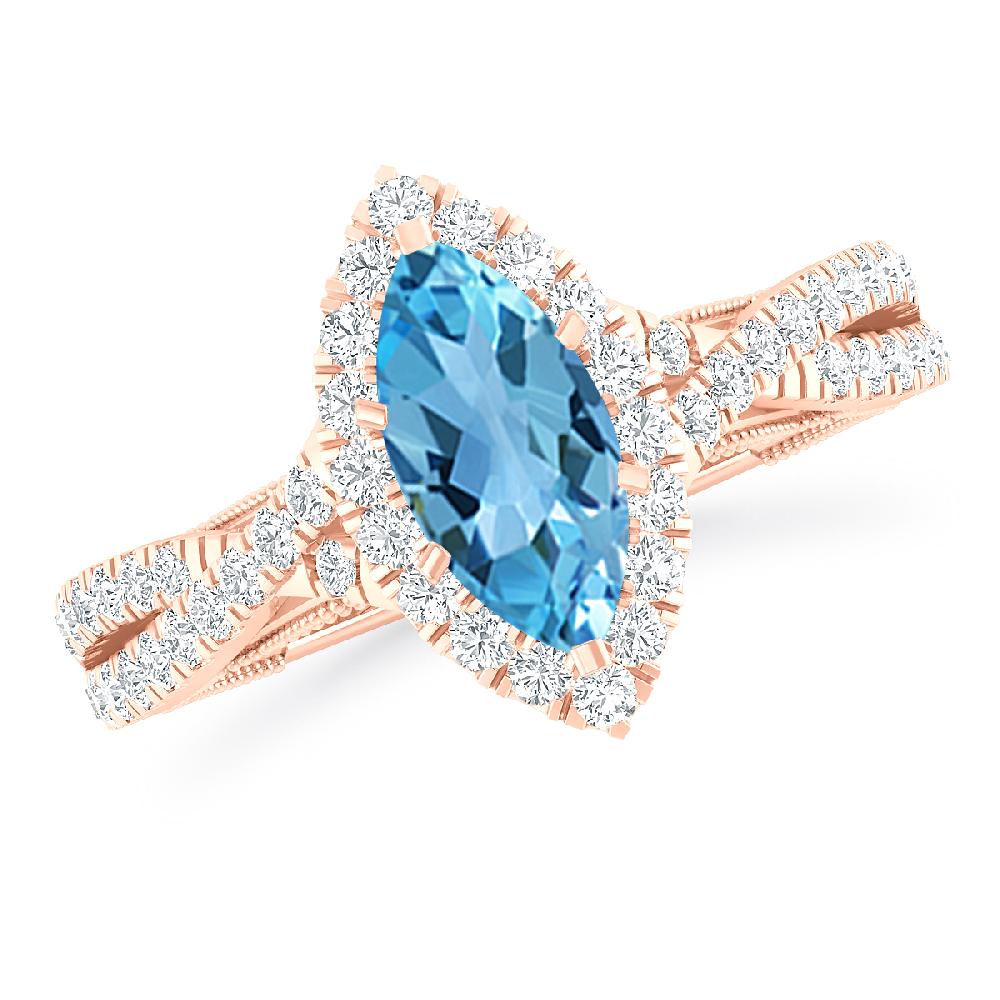 Rose Gold - Blue Topaz