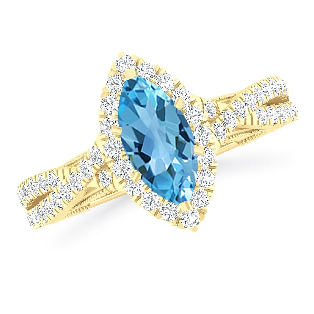 Yellow Gold - Blue Topaz